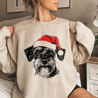 Adorable Santa Hat Dog Sweater, Schnauzer Christmas Sweatshirt, Festive Schnauzer Dog Sweatshirt, Pet Lover Holiday Crewneck, Schnauzer Present
