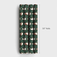 Dark Green Winter Penguin Gift Wrap, Christmas Penguin Wrapping Paper, Adorable Red Scarf Holiday Wrapping Paper, Festive Present Gift Wrap Roll