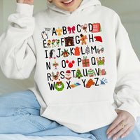 Holiday ABC Teacher Hoodie, Christmas Alphabet Hoodie, Festive Teacher Christmas Hoodie, Winter Educator Hooded Sweatshirt Present