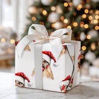 Santa Hat Farm Animal Gift Wrap Roll, Adorable Chicken Christmas Wrapping Paper, Farmhouse Holiday Wrapping Paper, Humorous Hen Xmas Gift Wrap