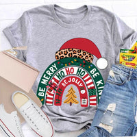 Santa Hat Holiday Shirt, Be Merry Be Jolly Be Kind Christmas T-Shirt, Positive Vibe Winter Tee, Festive Merry Christmas Graphic T-Shirt