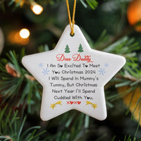 Pregnancy Announcement Star Ornament, Dear Daddy Christmas 2024 Star Ornament, Expecting Dad Ceramic Ornament, First Christmas Daddy Present