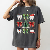 Adorable Festive Tooth Shirt, Dental Christmas T-Shirt, Dental Hygienist Holiday Tee, Dentist Office Graphic T-Shirt, Xmas Dental Assistant Present