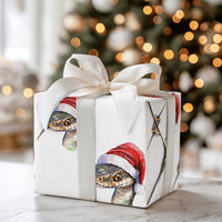 Watercolor Santa Hat Snake Gift Wrap, Christmas Snake Wrapping Paper, Humorous Reptile Holiday Paper, Adorable Animal Lover Xmas Gift Wrap Roll