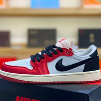 Low Top Sneakers, Red Navy White Colorway, Lace Up Design, Casual Gift for Sneaker Fans