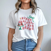 Christmas Cake Graphic Tee, Happy Birthday Jesus T-Shirt, Adorable Religious Christmas Shirt, Christian Faith Holiday T-Shirt, Xmas Present