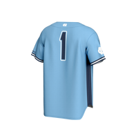 #1 North Carolina Tar Heels Lightweight Baseball Fashion Jersey - Carolina Blue