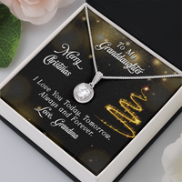 Cushion Cut CZ Pendant Necklace, Granddaughter Eternal Hope Necklace, White Gold Over Stainless Steel, Christmas Keepsake Jewelry Present