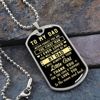 Sentiment Engraved Pendant Necklace, To My Dad Dog Tag Necklace, Stainless Steel Military Dog Tag, Birthday Present for Father, Christmas Present