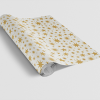 Celestial Star Gift Wrap, Starlight Gold Wrapping Paper, Elegant Holiday Wrapping Paper, Christmas Gift Wrap Roll, Celestial Present Paper