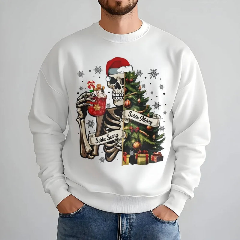 Skeleton Christmas Tree Sweater, Sorta Merry Sorta Scary Sweatshirt, Spooky Holiday Crewneck, Creepy Christmas Pullover, Spooky Present
