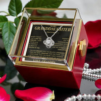 Rotating Rose Box Pendant, Granddaughter Love Knot Necklace, CZ Crystal Jewelry, Meaningful Birthday Present from Grandpa, Christmas Present