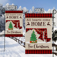 All Hearts Come Home Holiday Flag, Maryland Christmas Garden Flag, Buffalo Plaid State Map Flag, Double-Sided MD Winter Decor Present