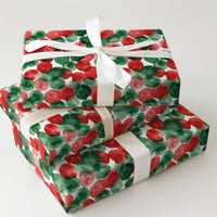 Red and Green Holiday Gift Wrap, Watercolor Polka Dot Wrapping Paper, Christmas Dots Wrapping Paper, Festive Winter Present Wrapping Paper