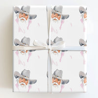 Western Christmas Gift Wrap, Cowboy Santa Wrapping Paper, Watercolor Rustic Country Santa Wrapping Paper, Holiday Rodeo Gift Wrap Roll