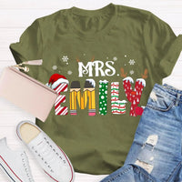 Custom Name Teacher Shirt, Personalized Christmas Teacher T-Shirt, Holiday School Educator Graphic Tee, Xmas Teacher Appreciation Present Tee