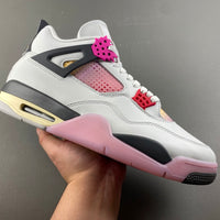 Retro Low Top Sneakers, White Black Pink Colorway, Lace Up Design, Casual Gift for Sneaker Fans