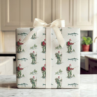 Rustic Outdoorsman Holiday Gift Wrap, Fishing Santa Wrapping Paper, Fisherman Christmas Wrapping Paper, Angler Winter Present Paper Roll