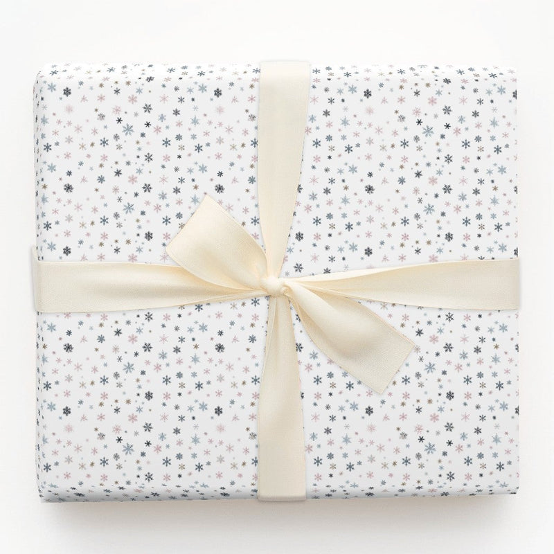 Modern Winter Holiday Gift Wrap, Pastel Snowflake Wrapping Paper, Delicate Snowflake Wrapping Paper, Adorable Christmas Present Paper Roll