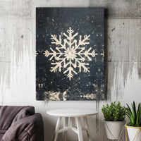 Distressed Winter Wonderland Canvas Print, Rustic Snowflake Wall Art, Farmhouse Holiday Wall Decor, Festive Christmas Season Art Canvas