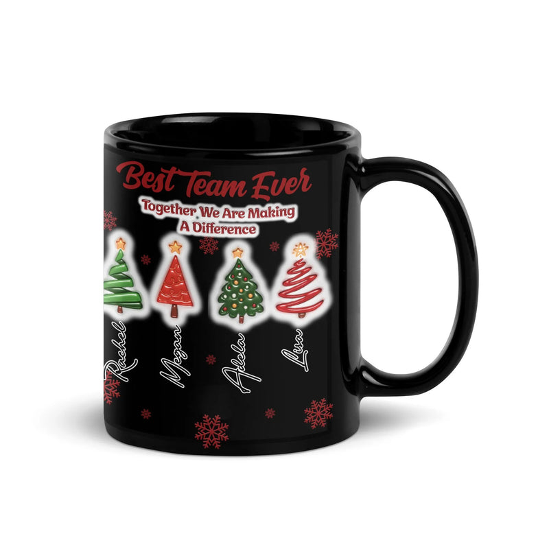 Personalized Christmas Trees Office Staff Ceramic Mug, Best Team Ever Coffee Mug, Employee Appreciation Mug, Coworker Holiday Present Cup