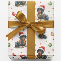 Santa Dog Gift Wrap, Dachshund Christmas Wrapping Paper, Watercolor Wiener Dog Paper, Holiday Dog Wrapping Paper, Xmas Gift Wrap Roll