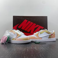 Low Top Sneakers, White Yellow Pink Colorway, Lace Up Design, Casual Gift for Sneaker Fans