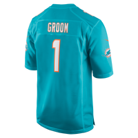 Miami Dolphins Number 1 Groom Aqua Game Jersey