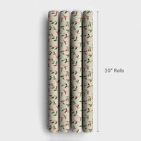 Classic Christmas Gift Wrap, Watercolor Holly Berry Wrapping Paper, Botanical Holiday Wrapping Paper, Winter Berry Gift Wrap Roll