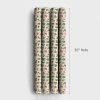 Holly Pine Gift Wrap, Vintage Botanical Christmas Wrapping Paper, Rustic Holiday Tile Wrapping Paper, Traditional Xmas Gift Wrapping Paper