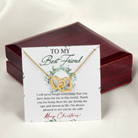 CZ Crystal Two Heart Pendant, Best Friend Christmas Interlocking Hearts Necklace, Friendship Linked Heart Necklace, Holiday Present for Women