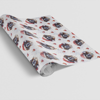 Watercolor Dog Santa Hat Gift Wrap, Saint Bernard Christmas Wrapping Paper, Festive Dog Holiday Wrapping Paper, Dog Lover Present Paper Roll