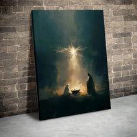 Holy Family Christmas Canvas Wall Art, Nativity Scene Canvas Print, Christian Scripture Canvas Art, Religious Manger Scene Holiday Present