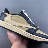 Low Top Sneakers, Khaki Black Colorway, Leather Footwear, Reverse Hook Design, Lace Up Design, Casual Gift for Sneaker Fans