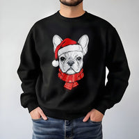 Santa Hat French Bulldog Crewneck, Frenchie Christmas Sweatshirt, Dog Holiday Pullover, Frenchie Xmas Sweatshirt