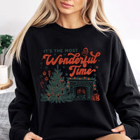 Retro Christmas Tree Sweater, Most Wonderful Time Sweatshirt, Comfy Holiday Fireplace Pullover, Xmas Crewneck, Winter Present for Family