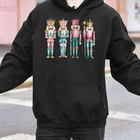 Watercolor Festive Toy Soldiers Hooded Sweatshirt, Nutcracker Christmas Hoodie, Holiday Season Pullover, Comfy Xmas Sweater Present