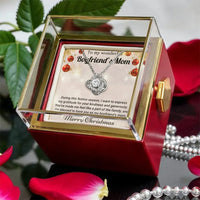 Future Mother in Law Knot Necklace, Boyfriend's Mom Love Knot Necklace, CZ Crystal Pendant Necklace, Christmas Rose Box Jewelry