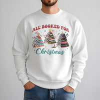 Book Lover Christmas Tree Sweatshirt, All Booked for Christmas Sweatshirt, Adorable Bookish Holiday Sweatshirt, Comfy Reader Xmas Crewneck