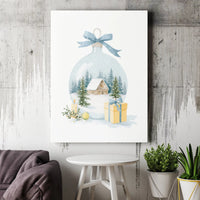 Snowy Log Cabin Winter Scene Wall Art, Watercolor Christmas Ornament Canvas Print Digital Download, Holiday Season Festive Home Decor