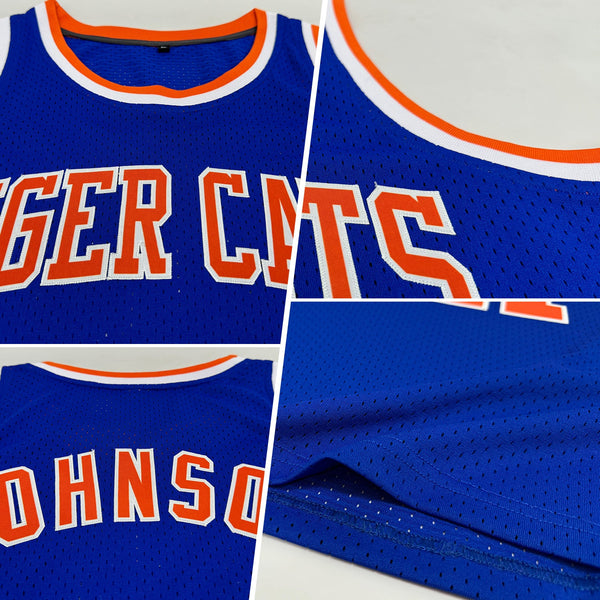 Custom Basketball Jersey - Royal Orange-White Authentic Throwback