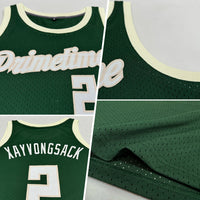 Custom Basketball Jersey - Hunter Green White-Cream Authentic Throwback