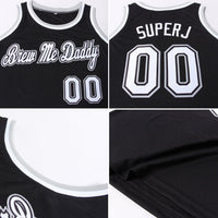 Custom Basketball Jersey - Black White-Gray Round Neck Rib-Knit