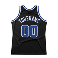 Custom Basketball Jersey - Black Royal-White Authentic Throwback