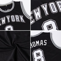 Custom Basketball Jersey - Black Black-White Authentic Throwback