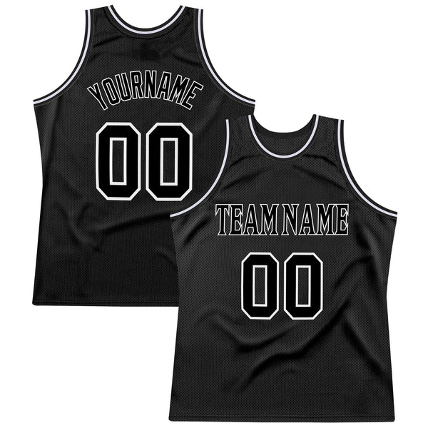 Custom Basketball Jersey - Black Black-White Authentic Throwback