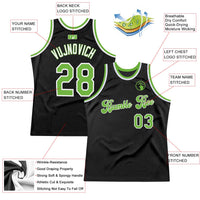 Custom Basketball Jersey - Black Neon Green-White Authentic Throwback