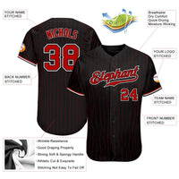 Custom Baseball Jersey - Black Red Pinstripe Red-White Authentic