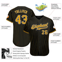 Custom Baseball Jersey - Black Gold Pinstripe Gold-White Authentic