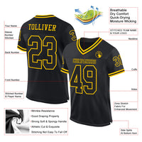 Custom Football Jersey - Black Black-Gold Mesh Authentic Throwback